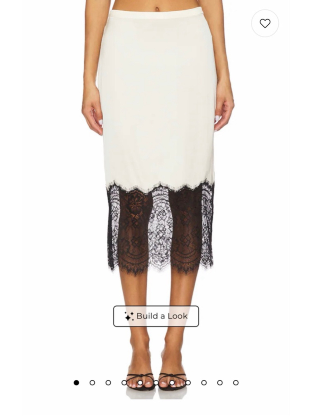 Good American| Satin Effect Lace MIDI Skirt| Ivory & Black| $168 Retail